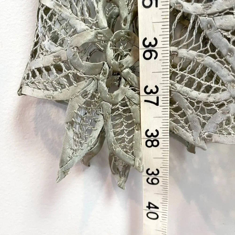 Vintage 90s Silk Crochet Maxi Skirt Large Beaded Fairy Grunge Festival Green - Picture 12 of 12